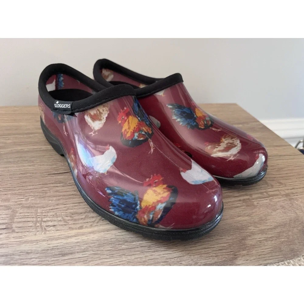 SLOGGERS Womens 6 GARDEN‎ Shoe Rain Boot Barn Chicken Waterproof Dark Red W1